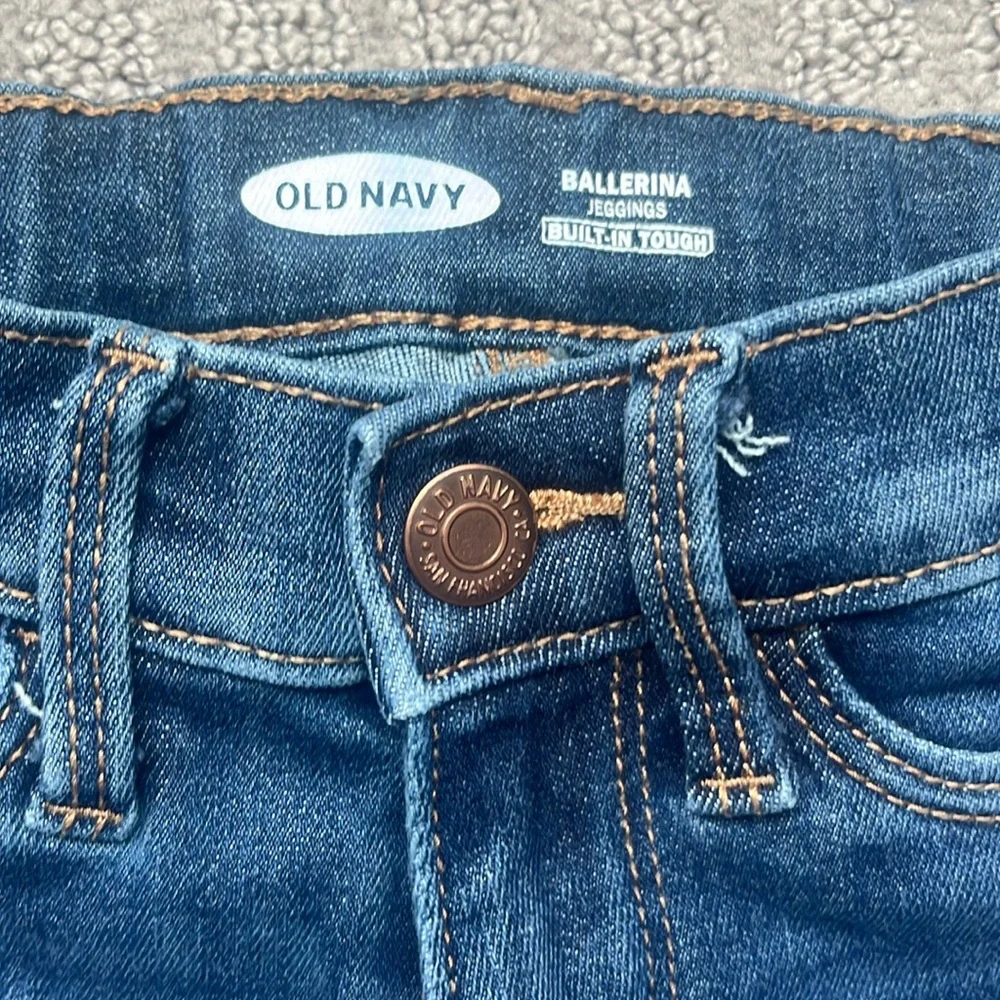 Old Navy Girls Ballerina Distressed Blue Jegging Adjustable Waist Size 6